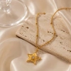 New five-pointed star diamond-encrusted pendant, round bead chain, stainless steel, non-fading, niche design, light luxury, lucky star, versatile and exquisite accessories for commuting Specification image